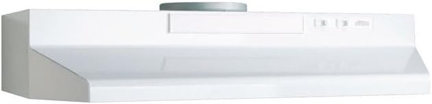 Broan-NuTone F403011 Insert with Light, Exhaust Fan for Under Cabinet Two-Speed Four-Way Convertible Range Hood, 30-Inch, White on White