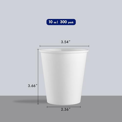 JOLLY CHEF 300 Pack Disposable Paper Coffee Cups 10 oz White - Image 2