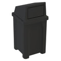 32 Gallon Square 100% Recycled Plastic Heavy Duty Indoor or Outdoor Commercial Trash Can with Push Lid | Great for Schools and Businesses - Black