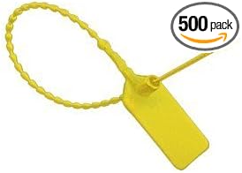 ZWY Security Seals Pull-Tite Plastic Tamper Seals Disposable Self-Locking Tie Tags 500 Pack(Yellow)