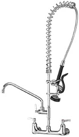 Commercial Faucet with Sprayer for Kitchen Staff: 43 Inches Commercial Faucet Pre Rinse Sprayer 8 inch Center Wall Mount Kitchen with 12 inch Add on Spout