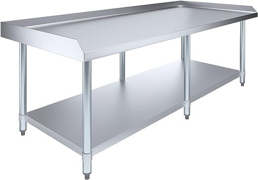 Stainless Steel Equipment Grill Stand with Adjustable Undershelf | Heavy Duty 18-Gauge Top | NSF Certified for Kitchens, Utility Rooms & Catering (72" x 30")