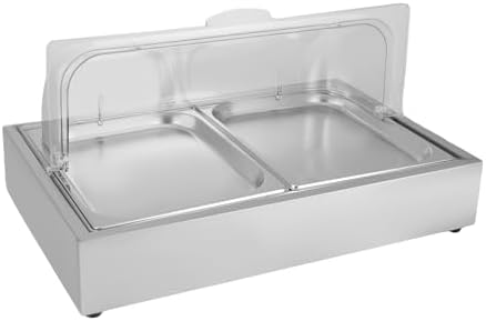 Ice Tray Chafing Dishes for Buffet Stainless Steel Ice Food Serving Display Clear Cold Food Server with Roll Lid Cooling Plate for Dishes Fruit Party by Unknown