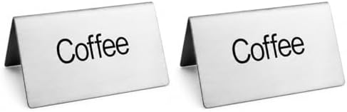 New Star Foodservice Stainless Steel Table Tent Sign, Silver, 3"x1.5" (Set of 2) by NewStarFoodservice