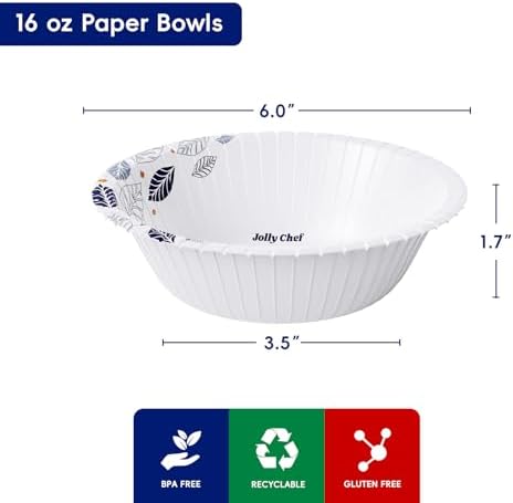 JOLLY CHEF 156 Count Paper Bowls 16 oz with Leaf Floral Print - Image 2
