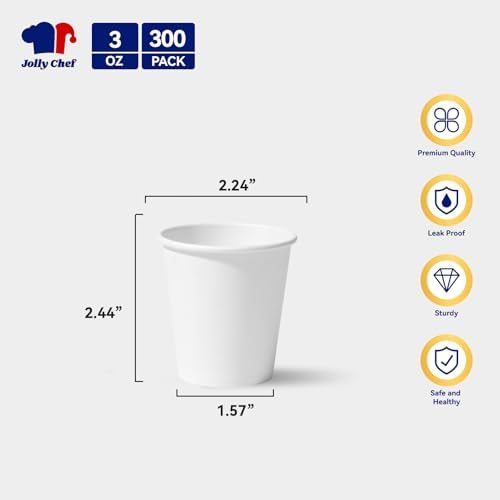 JOLLY CHEF 3oz Paper Cups 300 Packs Hot Beverages Disposable Bathroom Cups - Image 2