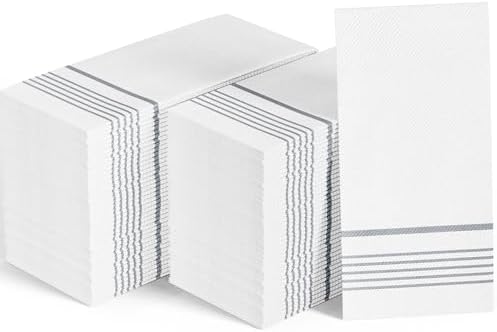 400 Paper Dinner Napkins, 2 Ply Silver Guest Hand Towels for Parties by JOLLYCHEF
