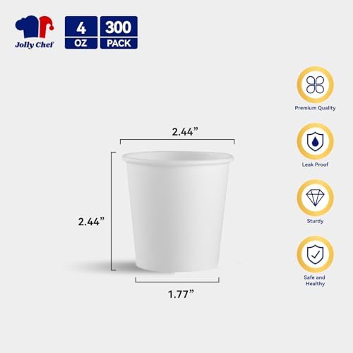 JOLLY CHEF 300 Pack Disposable Paper Coffee Cups 4 oz - Image 2