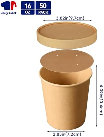 JOLLY CHEF 50 Pack Disposable Soup Bowls with Lids 16 oz - Image 2