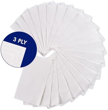 200 Paper Napkins Disposable Guest Towels, 3-ply White Dinner Napkins - Image 6