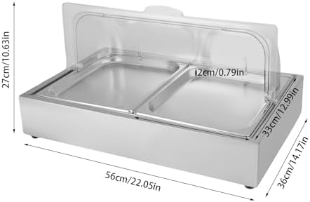 Ice Tray Chafing Dishes for Buffet Stainless Steel Ice Food Serving Display Clear Cold Food Server with Roll Lid Cooling Plate for Dishes Fruit Party - Image 2