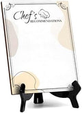 Chef's Recommendations 6x8 Dry Wipe Table Sign Easy Installation | Restaurant & Bar | Perfect To Clearly Direct Customers & Advertise Specials | No Pen Included by SignsByLITA