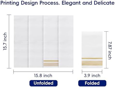 400 Paper Dinner Napkins, 2 Ply Gold and White Guest Hand Towels for Party - Image 2