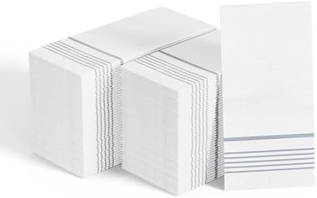 400 Silver Disposable 3-Ply Paper Dinner Napkins, Guest Hand Towels by JOLLYCHEF