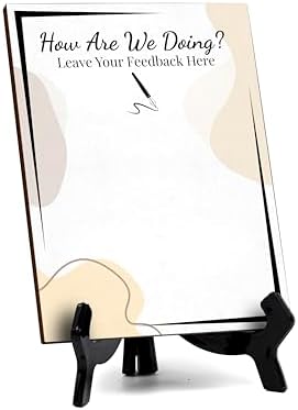 How Are We Doing? Leave Your Feedback Here 6x8 Dry Wipe Table Sign Easy Installation | Restaurant & Bar | Customer Input | No Pen Included by SignsByLITA