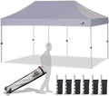 Eurmax USA Standard 10'x20' Patio Pop Up Canopy Tent Commercial Instant Canopies with Heavy Duty Roller Bag,Bonus 6 Sand Weights Bags (Grey)