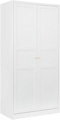 Letaya Wardrobe Armoire Closet,72" H Metal Storage Cabinet with Adjustable Shelves and Hanging Rod,Bedroom Armoire Cabinet Clothes Organizer (White)