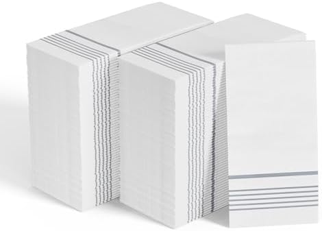 600 Silver Disposable 3 Ply Paper Dinner Napkins, Guest Hand Towels by JOLLYCHEF