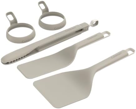Cuisinart 5-Piece Nylon Griddle Tool Set with Spatula, Griddle Spatula, Locking Tongs & 2 Silicone Egg Rings, Flat Top Grill Accessories for Electric Grills, Great for BBQ, Tailgating, Camping by Cuisinart