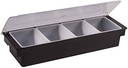Winco 19 3/8" Black Plastic 4-Compartment Condiment Holder by Winco