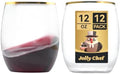 JOLLY CHEF 12 Pack 12 oz Champagne Flutes Gold Stemless Toasting Glasses by JOLLYCHEF