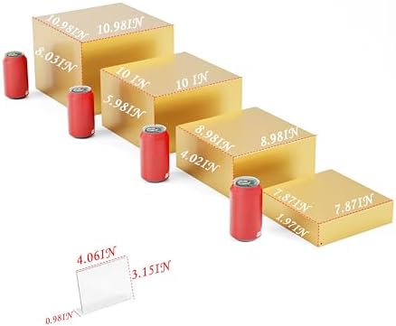 Metal Buffet Risers,4PCS OVERSIZED Food Risers for Buffet Table 8''X9''10''X11'' Display Stand with Mini Acrylic Signs for Catering Dessert Collectibles Jewelry Figures Show Gold Cube Boxes Nesting Risers with Hollow Bottoms - Image 2