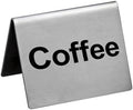 New Star Foodservice Stainless Steel Table Tent Sign (Silver (Coffee), 2-Inch by 2-Inch (Set of 6)) by NewStarFoodservice