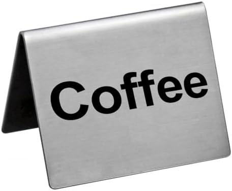 New Star Foodservice Stainless Steel Table Tent Sign (Silver (Coffee), 2-Inch by 2-Inch (Set of 6)) by NewStarFoodservice