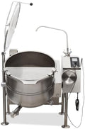 KGL40T 40 Gallon Tilting Natural Gas Steam Jacketed Kettle, Heavy Duty Stainless Steel, 2" Tangent Draw-Off, Manual Hand Tilt, Commercial Steam Kettle for Food Preparation