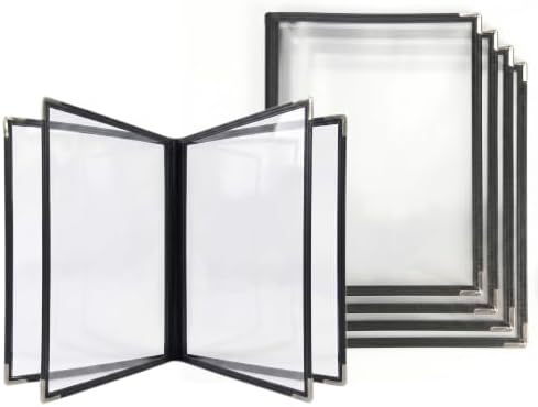 Menu Covers 8.5x11 Restaurant Holders - 5 Pack, 4 Page 8 View Clear Sleeves for Cafe Bar Hotel Diner by QNTCCX