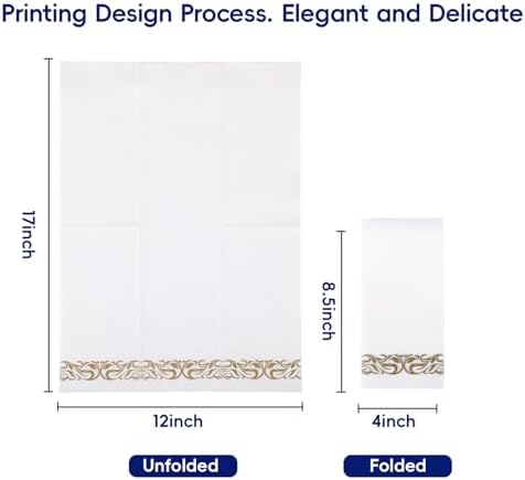 100 Gold and White Disposable Hand Towels, Paper Guest Towels for Parties - Image 2