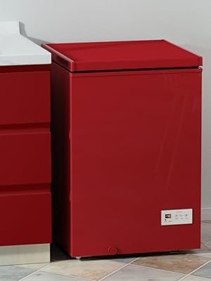 3.5 Cu Ft Chest Freezer - Super-Low Temperature - 2 Removable Baskets - Electronic Control 14℉ to -40℉- Red