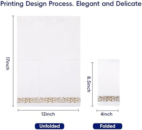 200 White and Gold Disposable Hand Towels Bathroom Napkins for Parties - Image 2
