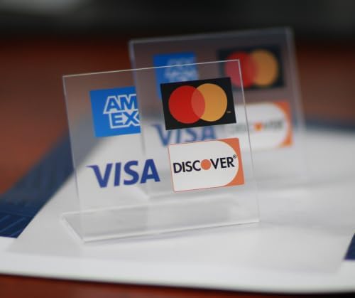 Credit Card Accept Visa Amex Discover Acrylic Countertop Display Stand - Image 2