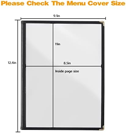 2Pack Menu Covers 8.5x11 inch - 16 View Clear PVC Menu Covers Waterproof, Stain Resistant & Reusable Restaurant Menu Holders for Restaurants, Cafes, Hotels, Home Kitchens (8 Page Black) - Image 4
