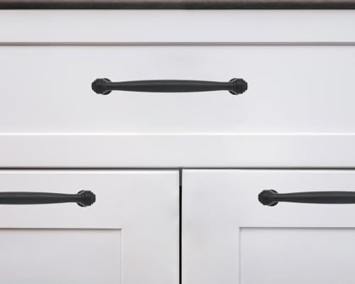khtumeware 2 Pack 5 Inch(128mm) Black Cabinet Pulls Black Kitchen Matte Black Cabinet Handles Kitchen Cabinet Hardware for Cupboard Drawer Handles Dresser Pulls