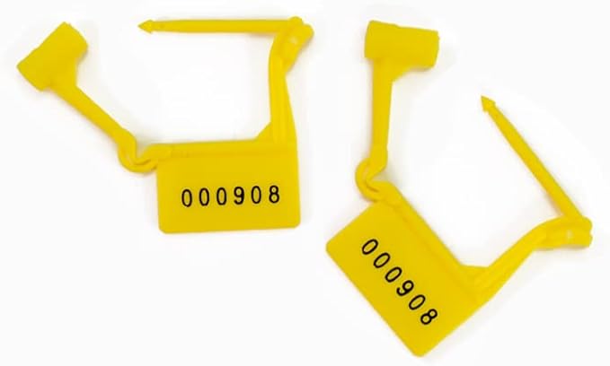 Plastic Security Padlock Seals Numbered Tamper Proof Disposable Self-Locking Plastic Medical Tags (Pack of 100 PCS) (Yellow)