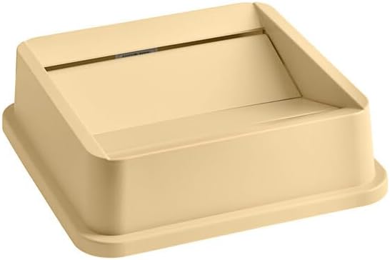 25 Gallon Square Trash Can Swing Lid, Beige, 16.8 x 16.8 x 4.9 Inches, Indoor Use