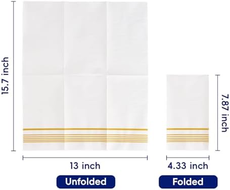200 Paper Napkins Disposable Guest Towels, 3-ply Gold Dinner Napkins - Image 7