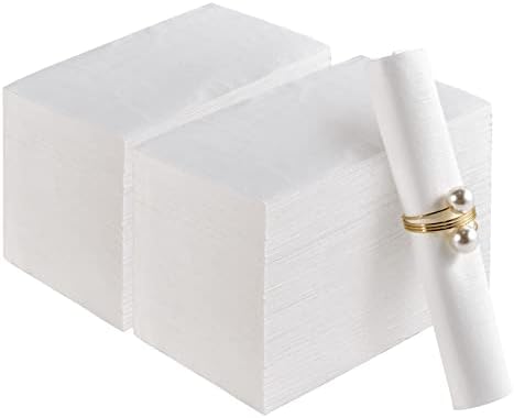 200 Paper Napkins Disposable Guest Towels, 3-ply White Dinner Napkins by JOLLYCHEF