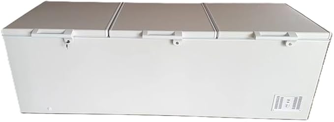Hamilton Beach, 42.5 Cu. Ft. Chest Freezer- White, Garage Ready, TRIPLE door lid, Vinyl-Coated Baskets, Space-Saving Flat Back, Stay-Open, Front-Access Drain, for Storage, Hunting, Large Family