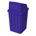 Campus Collection 32 Gallon Square Slatted 100% Recycled Plastic Heavy-Duty Commercial Outdoor or Indoor Trash Can with Push Top Lid | Great for Schools and Businesses - Blue