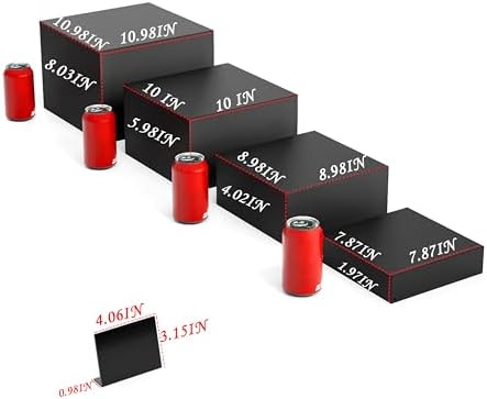 Metal Buffet Risers,4PCS OVERSIZED Food Risers for Buffet Table 8''X9''10''X11''Display Stand with Mini Acrylic Signs for Catering Dessert Collectibles Jewelry Figures Show Matte Black Cube Boxes Nesting Risers with Hollow Bottoms - Image 2