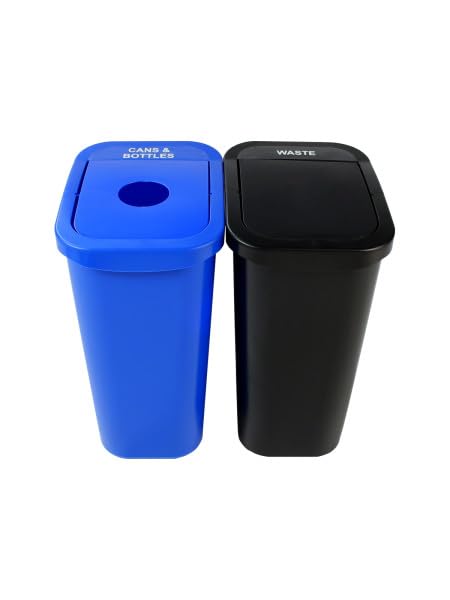 City Box 10 Gallon Double Bin Trash Can Recycle Bin with Lid for Residential, Business, and Commercial Recycling - NYC Compliant (Cans Waste, 10 Gallon)