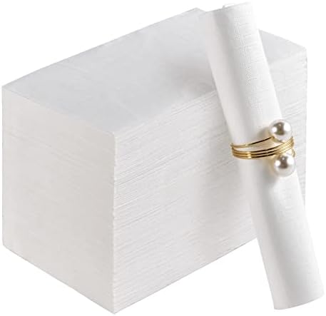 100 Paper Napkins Disposable Guest Towels, 3 Ply White Dinner Napkins by JOLLYCHEF