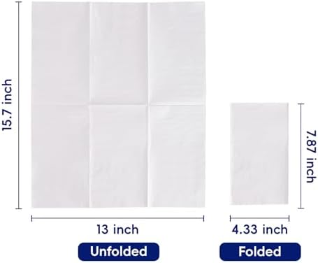 100 Paper Napkins Disposable Guest Towels, 3 Ply White Dinner Napkins - Image 7