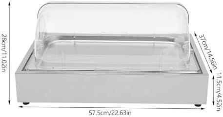 Ice Tray Chafing Dishes for Buffet Stainless Steel Ice Food Serving Display Clear Cold Food Server with Roll Lid Cooling Plate for Dishes Fruit Party - Image 7