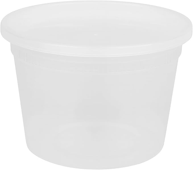 16oz [20 set] Heavy Duty Plastic Deli Container | BPA-Free Food Storage with Airtight Leak‑Proof Lids | Microwave, Freezer & Dishwasher Safe – Stackable, Bulk Reusable Soup & Meal Prep Tub