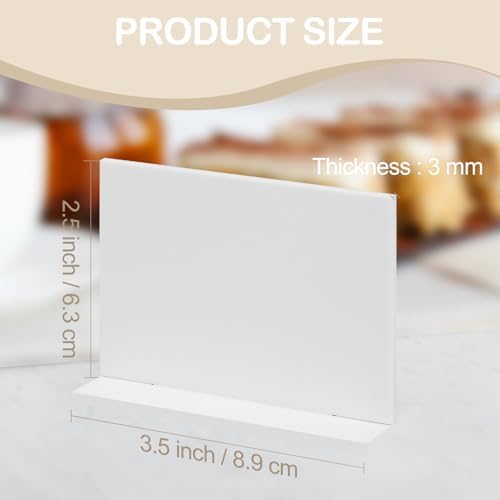 10 Pack White Rectangle Acrylic Sign With Stand, 3.5x2.7 Inch Blank White Acrylic Sign with Base, DIY Buffet Food Table Sign Place Cards for Wedding Party Event - Image 3