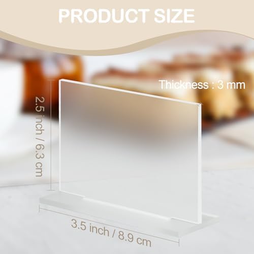 10 Pack Frosted Rectangle Acrylic Sign With Stand, 3.5x2.7 Inch Blank Frosted Acrylic Sign with Base, DIY Buffet Food Labels for Wedding Party Event - Image 3